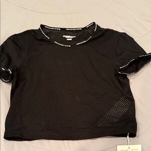 Alexander Wang Black Perforated Short Sleeve Top